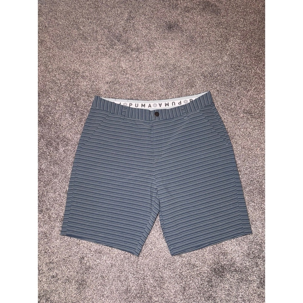 Puma‎ Men's Marshall Gray & Blue Striped Golf Shorts - Size 34
